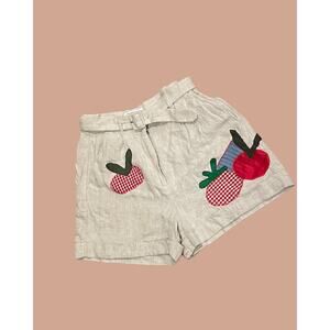 Upcycled Size 4 Linen Tomato Shorts Handmade